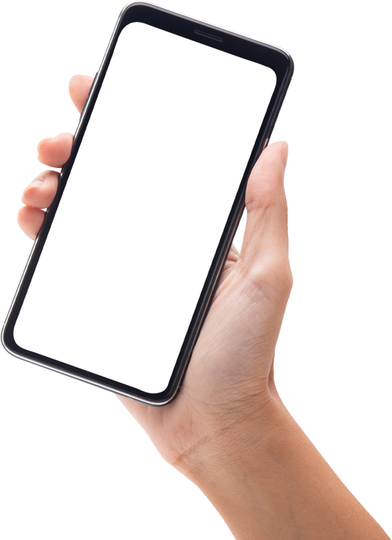 Woman hand holding smartphone with blank screen, Cutout